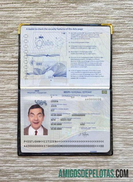 Foto do passaporte da Estônia exemplo